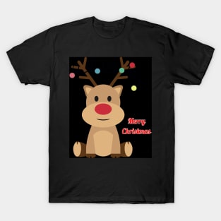 Majestic Reindeer in a Merry Christmas Setting T-Shirt